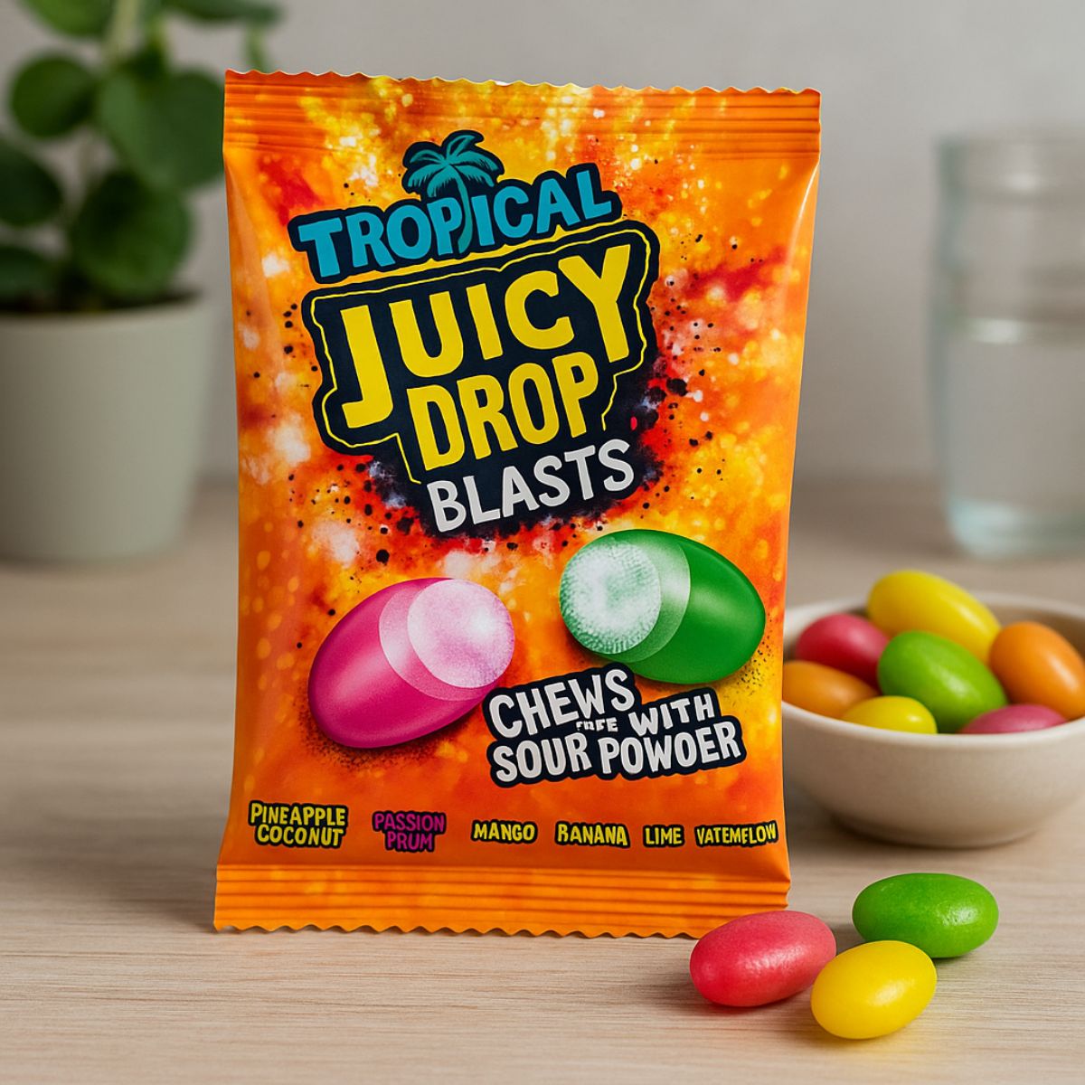 Καραμέλες Bazooka Tropical Juicy Drop Blasts